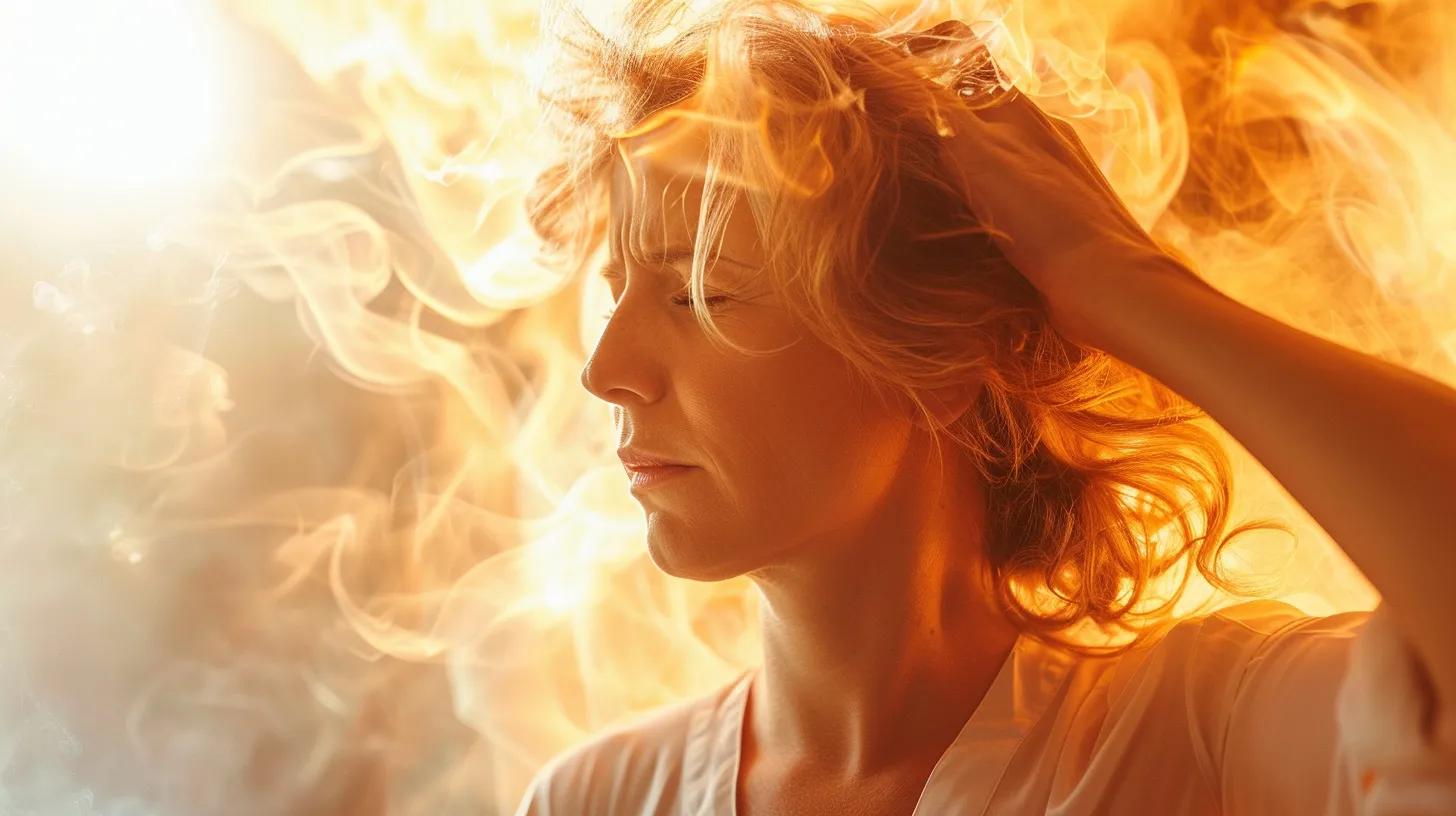 a woman dealing with hot flashes from menopause